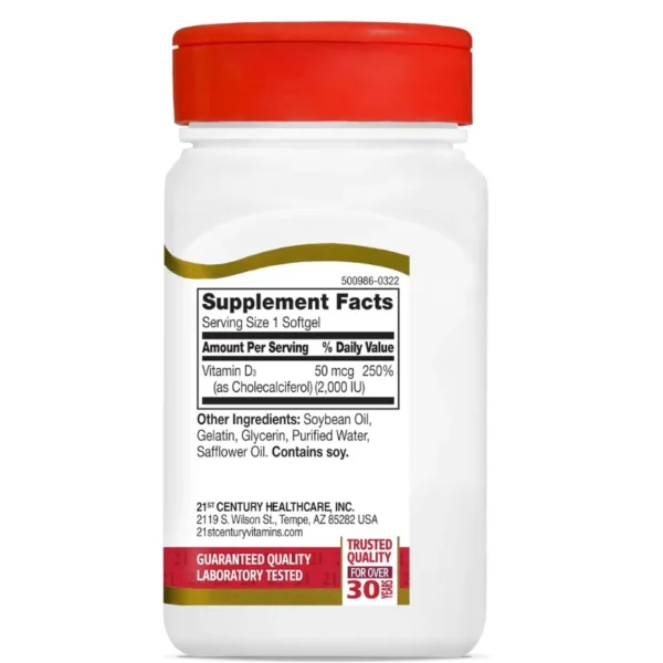 21st Century D3 2000 IU Softgels, 250 Count (6)