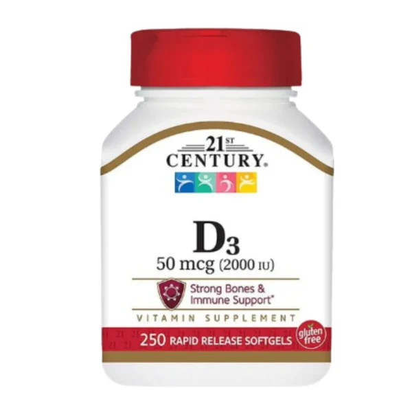 21st Century D3 2000 IU Softgels, 250 Count