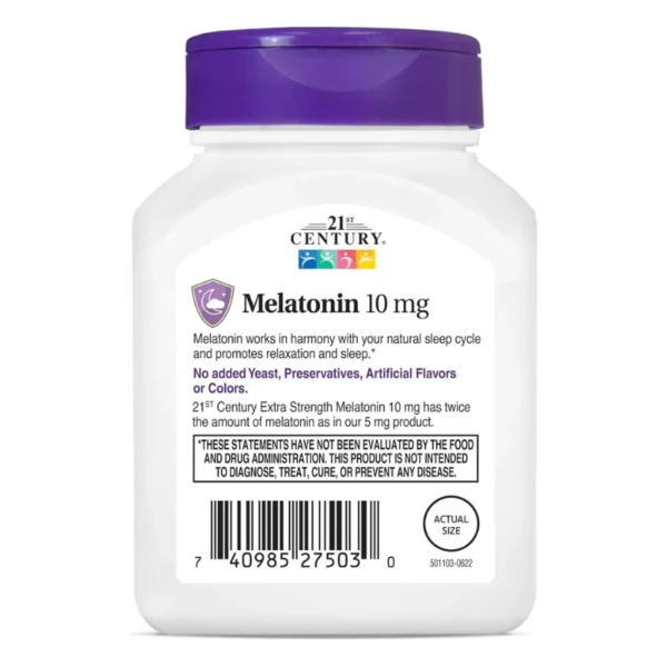 21st Century, Melatonin Quick Dissolve Tablets 10 mg, White, Cherry, 120 Count (6)